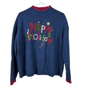 VTG 80/90s Tiara International Happy Holidays Sweater Large Retro Eclectic